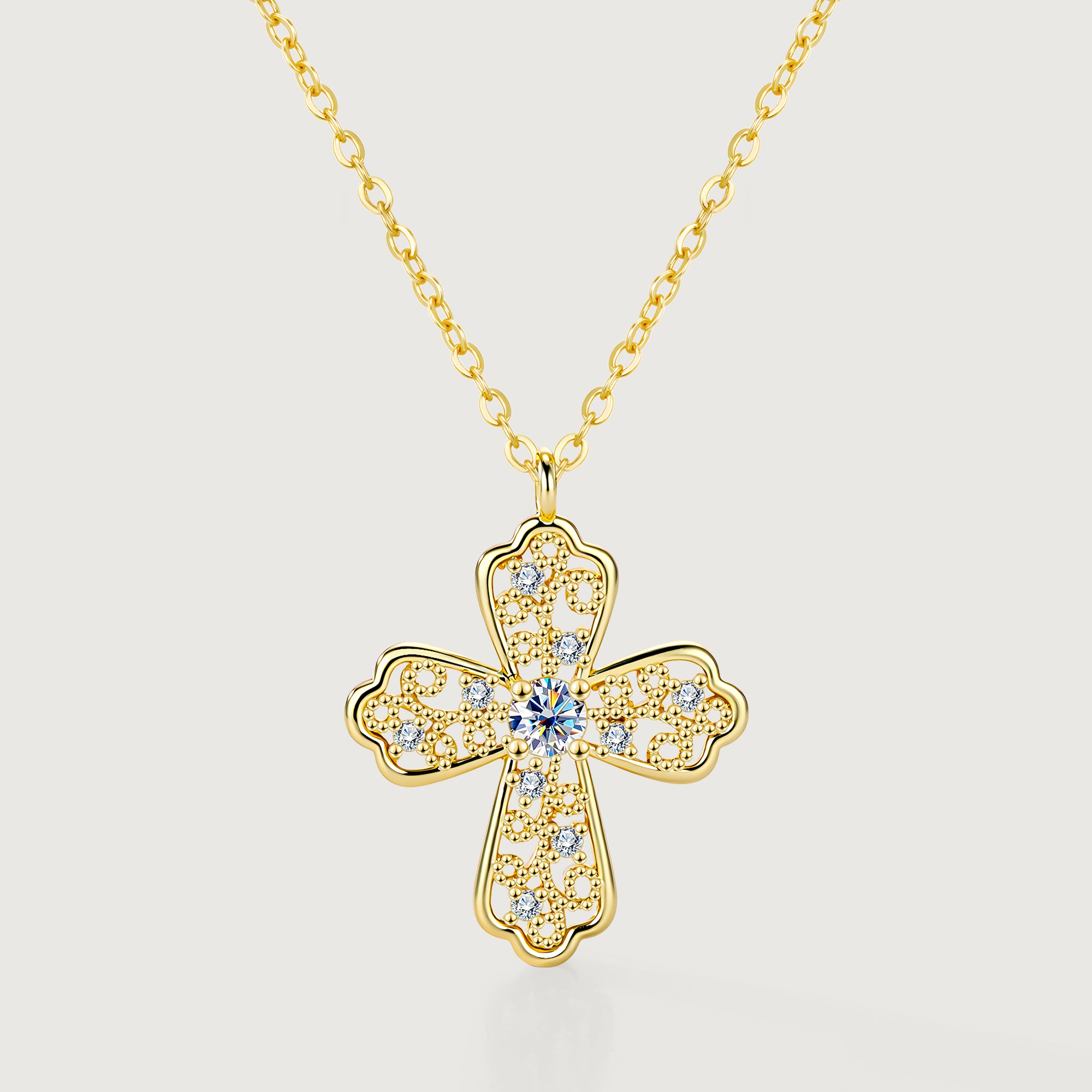 Linework Filigree Cross Pendant Necklace