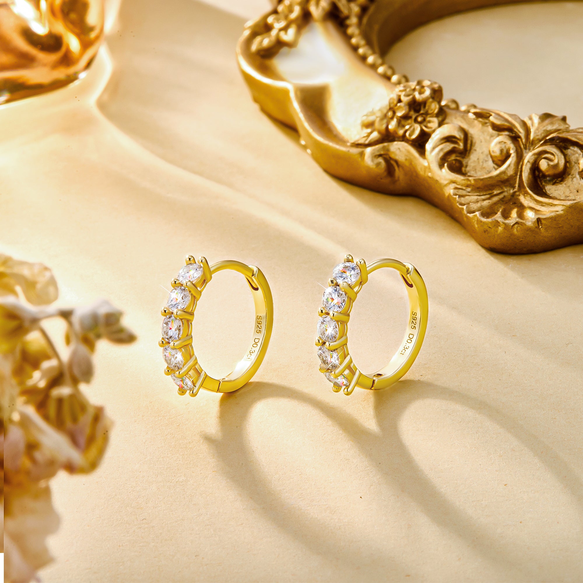 5-Stone Moissanite Huggie Hoop Earrings