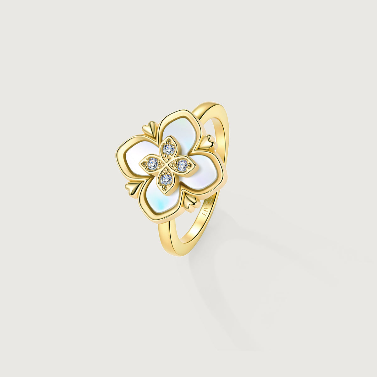 Shellstar Mother-of-Pearl Clover Star Ring