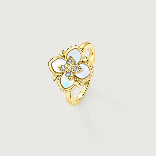 Shellstar Mother-of-Pearl Clover Star Ring