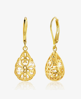 Teardrop Filigree Drop Earrings