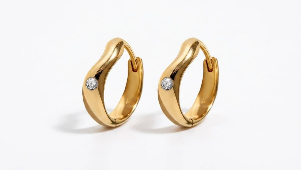 Flowline Bezel Moissanite Fluid Hoop Earrings