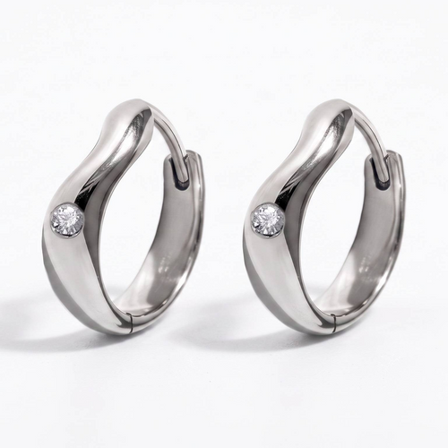 Flowline Bezel Moissanite Fluid Hoop Earrings