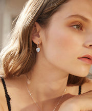 Elegant CZ Heart Dangle Earrings