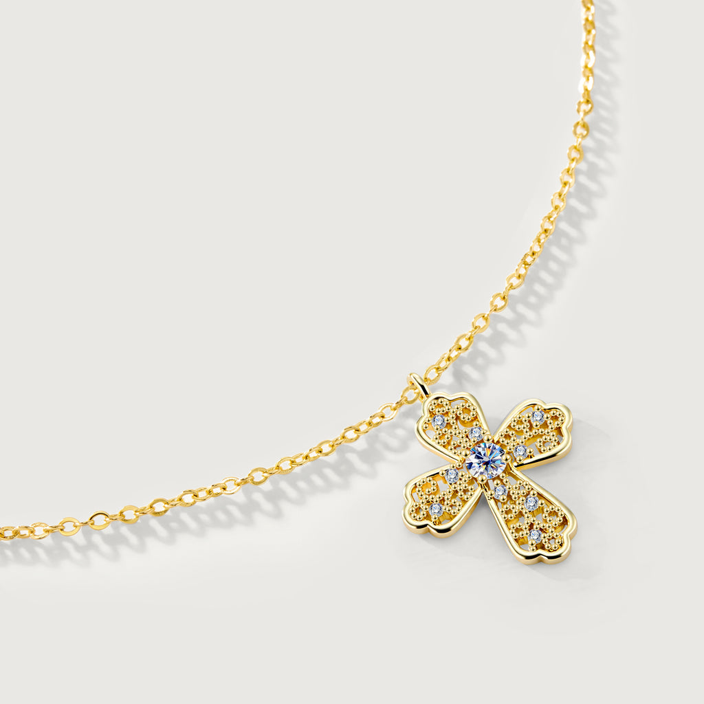 Linework Filigree Cross Pendant Necklace