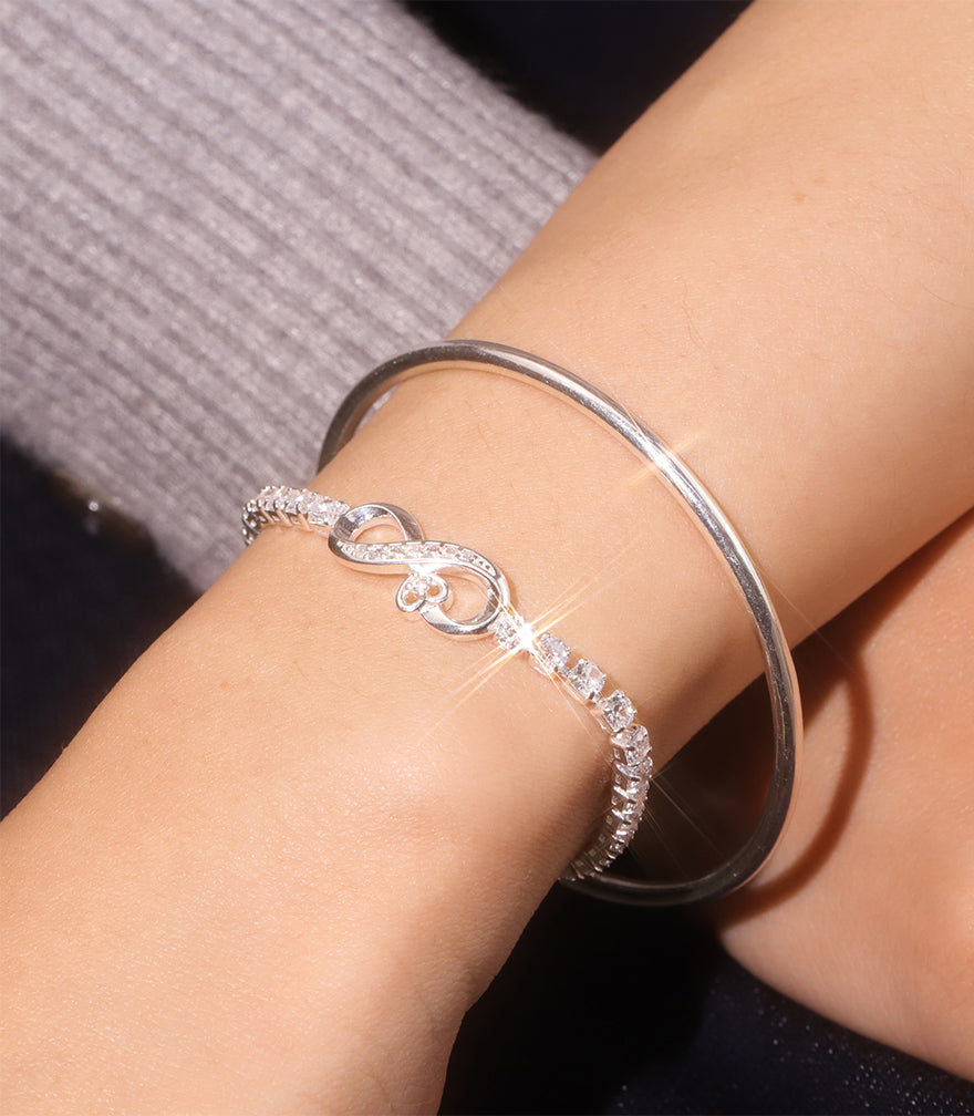 Infinity Heart Tennis CZ Bracelet