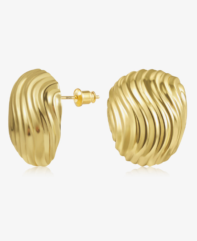 Gold Threaded Stud Earrings