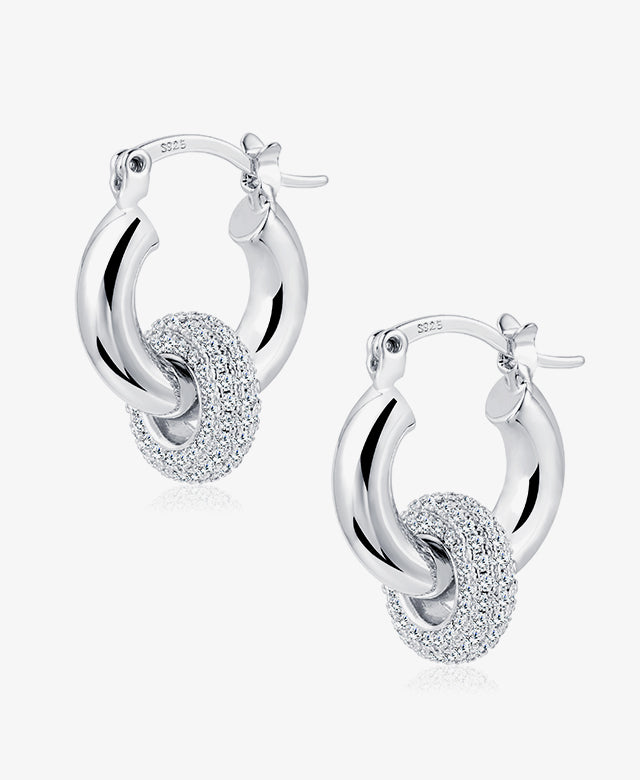 CZ Chunky Huggie Drop Earrings