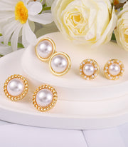 3 Pairs Freshwater Pearl Clip-On Earrings Set