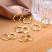 Gold Plated Earrings for Women, 6 Pairs 14k Gold Hoop Earrings for Women, Hypoallergenic Chunky Gold Earrings Jewelry Set Gifts