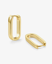 Sleek Oblong Huggie Hoop Earrings
