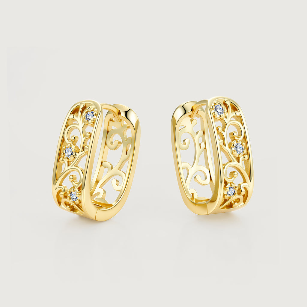 Linework U-Shaped Scroll Huggie Hoop Earrings