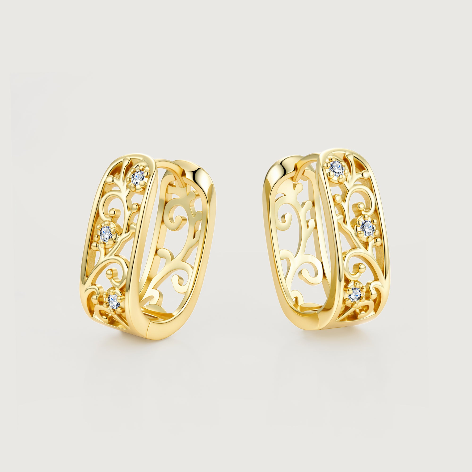 Linework U-Shaped Scroll Huggie Hoop Earrings