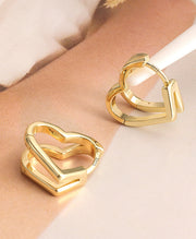 Double Heart Huggie Hoop Earrings