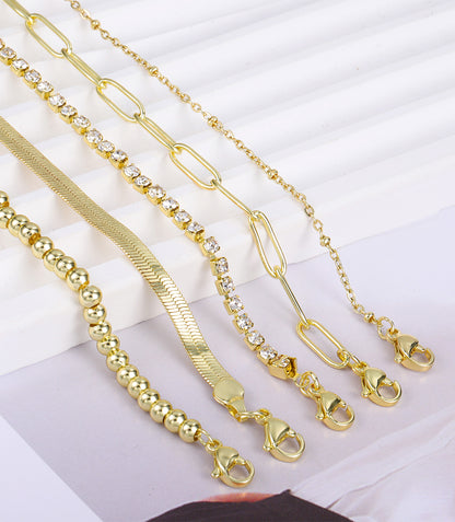 Gold Link Chain Bracelet Set