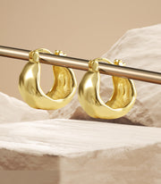 Alexcraft 925 Sterling Silver Earrings Hammered Chunky Hoop Earrings for Women 14k Gold Plated Hypoallergenic Texture Thick Huggie Earrings Wide Hoop Earrings