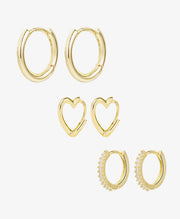 3 Pairs Small Huggie Hoop Earrings Set
