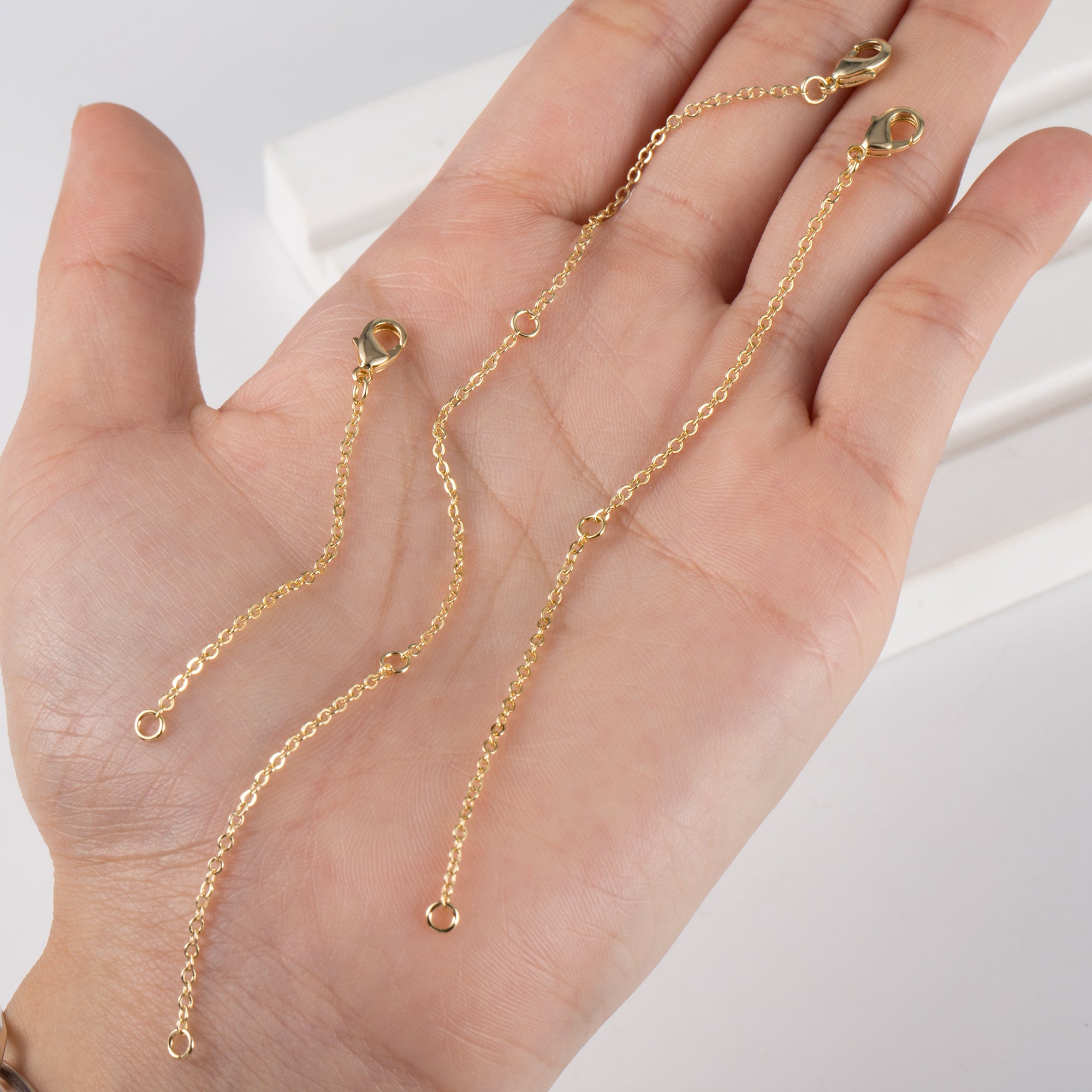 Flat Cross Chain Necklace Extender Set - 2, 4 & 6 Inch