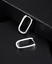 Sleek Oblong Huggie Hoop Earrings