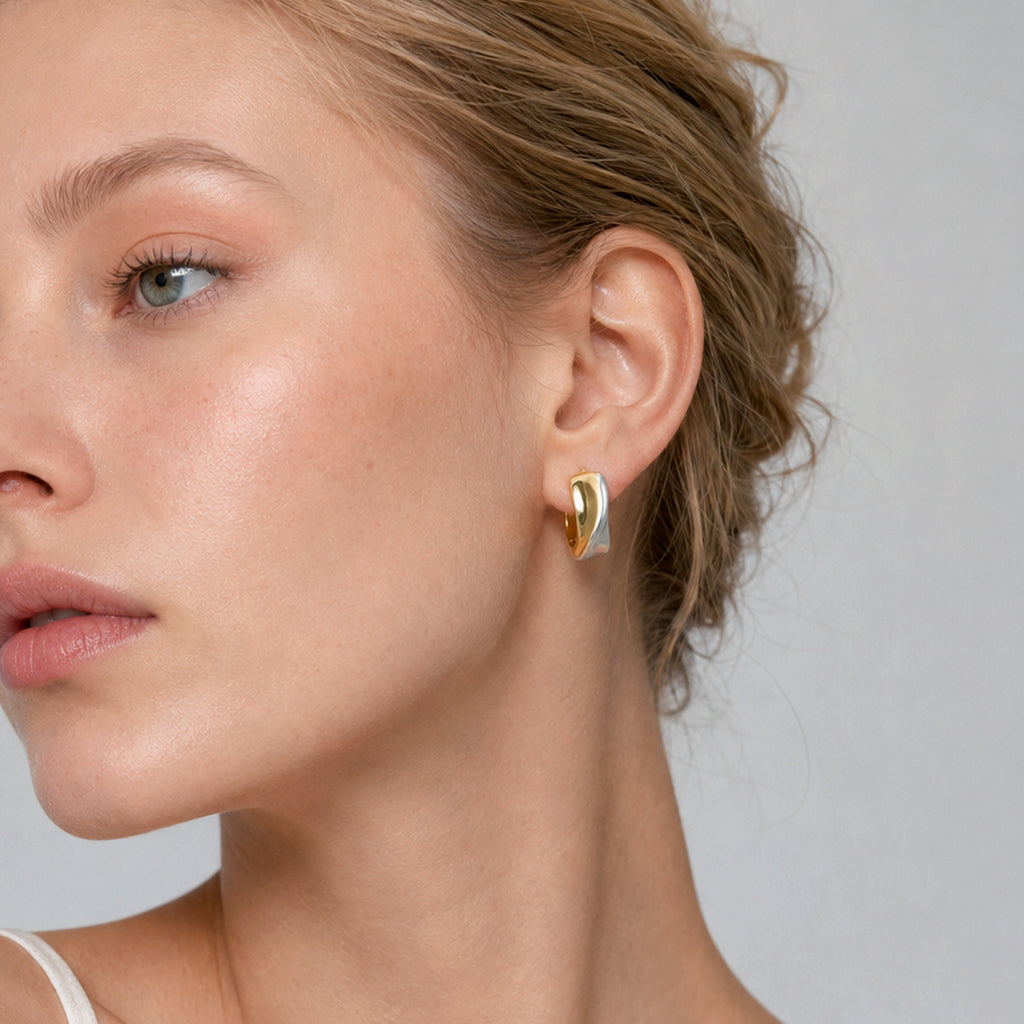 Flowline Two-Tone Sculpted Hoop Earrings ALE0036