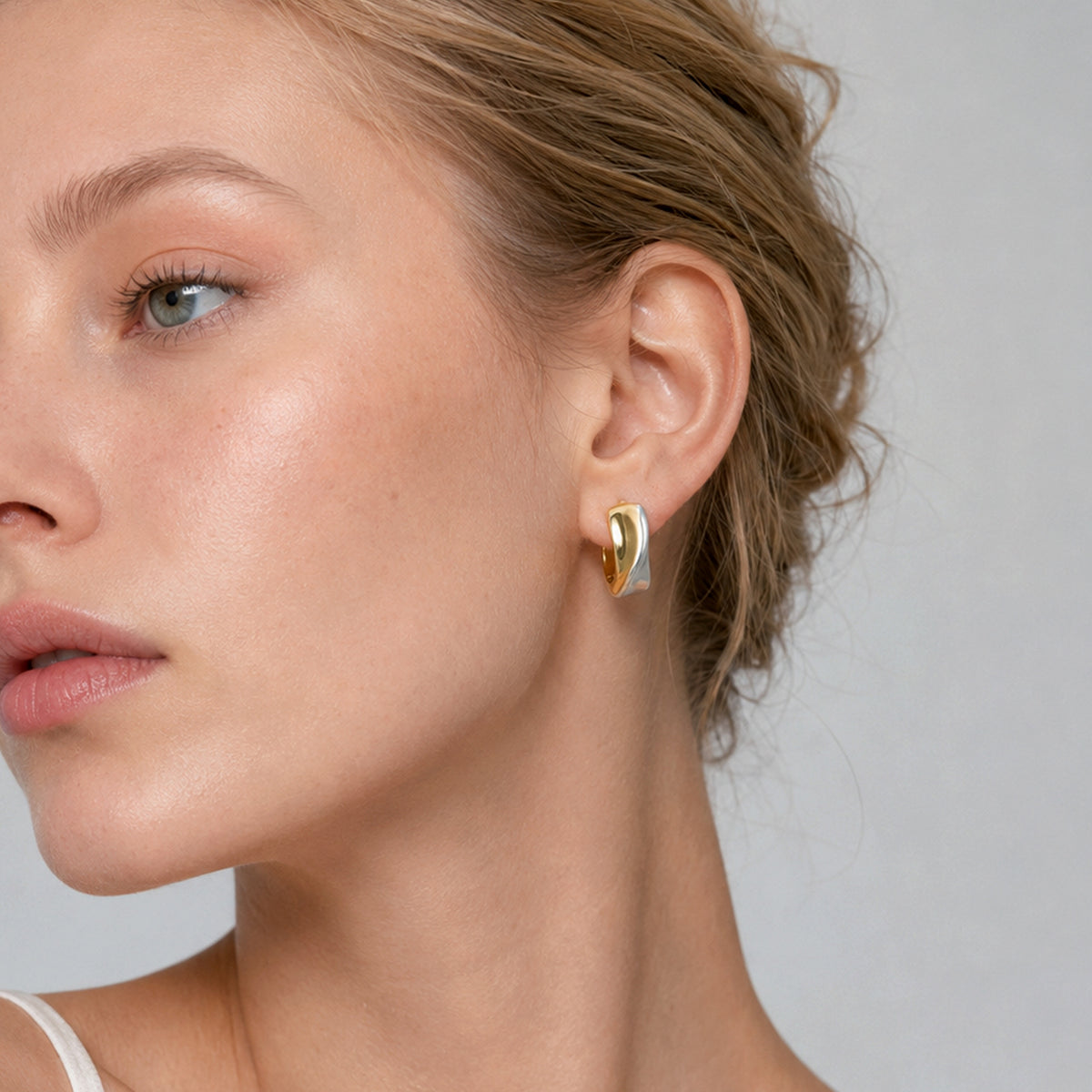 Flowline Two-Tone Sculpted Hoop Earrings ALE0036