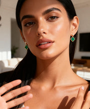 Four-Leaf Clover Charm Stud Earrings