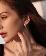 Twisted CZ Huggie Hoop Earrings