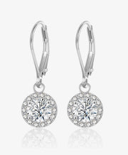 Round Halo Drop Dangle Earrings