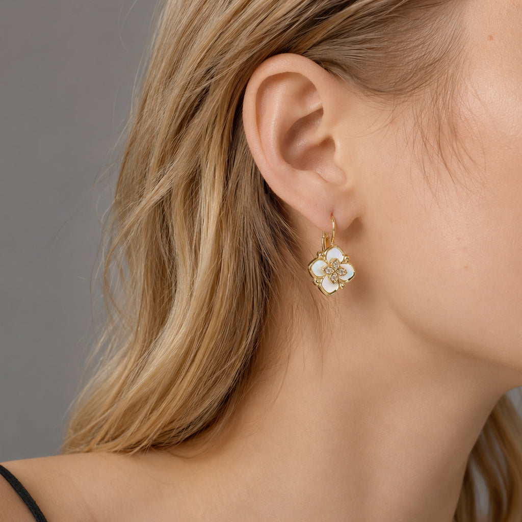 Shellstar Mother-of-Pearl Clover Star Drop Earrings