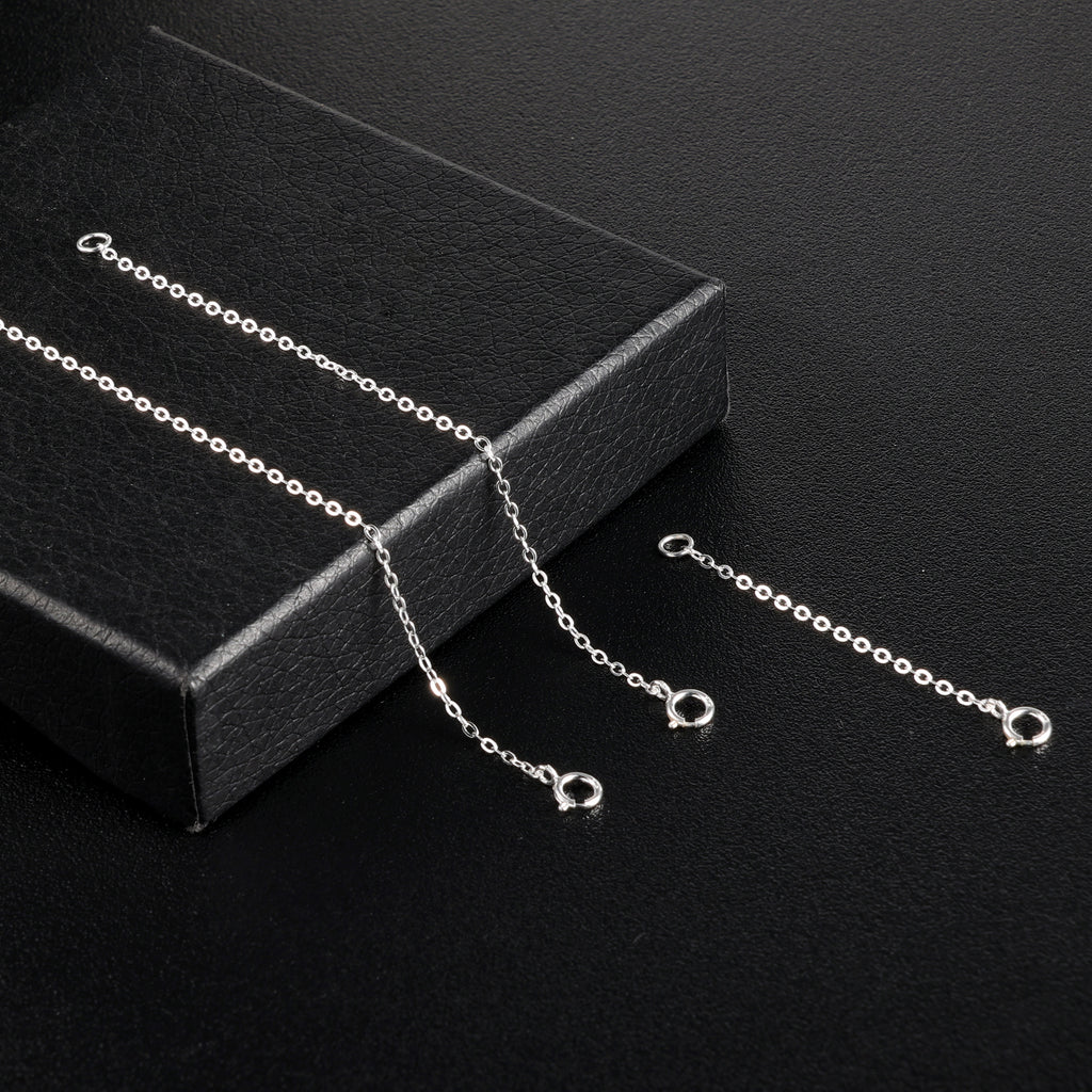 Silver Necklace Extender Chain Set - 2, 4 & 6 Inch