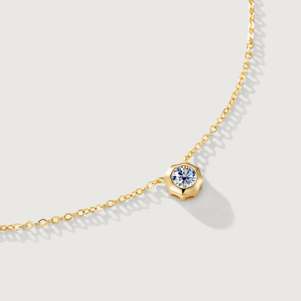 Still Light Sterling Silver Bezel Moissanite Choker Necklace