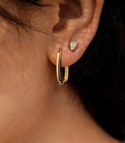 Alexcraft 925 Sterling Silver Plated Hoop Small Earrings for Women, Trendy Rectangle Hypoallergenic Hoop Earrings Lightweight Square Oval Hoop Earrings for Women Jewelry Gifts