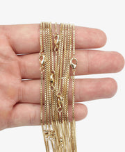 14K Gold Plated Box Chain Necklace Set (6PCS)