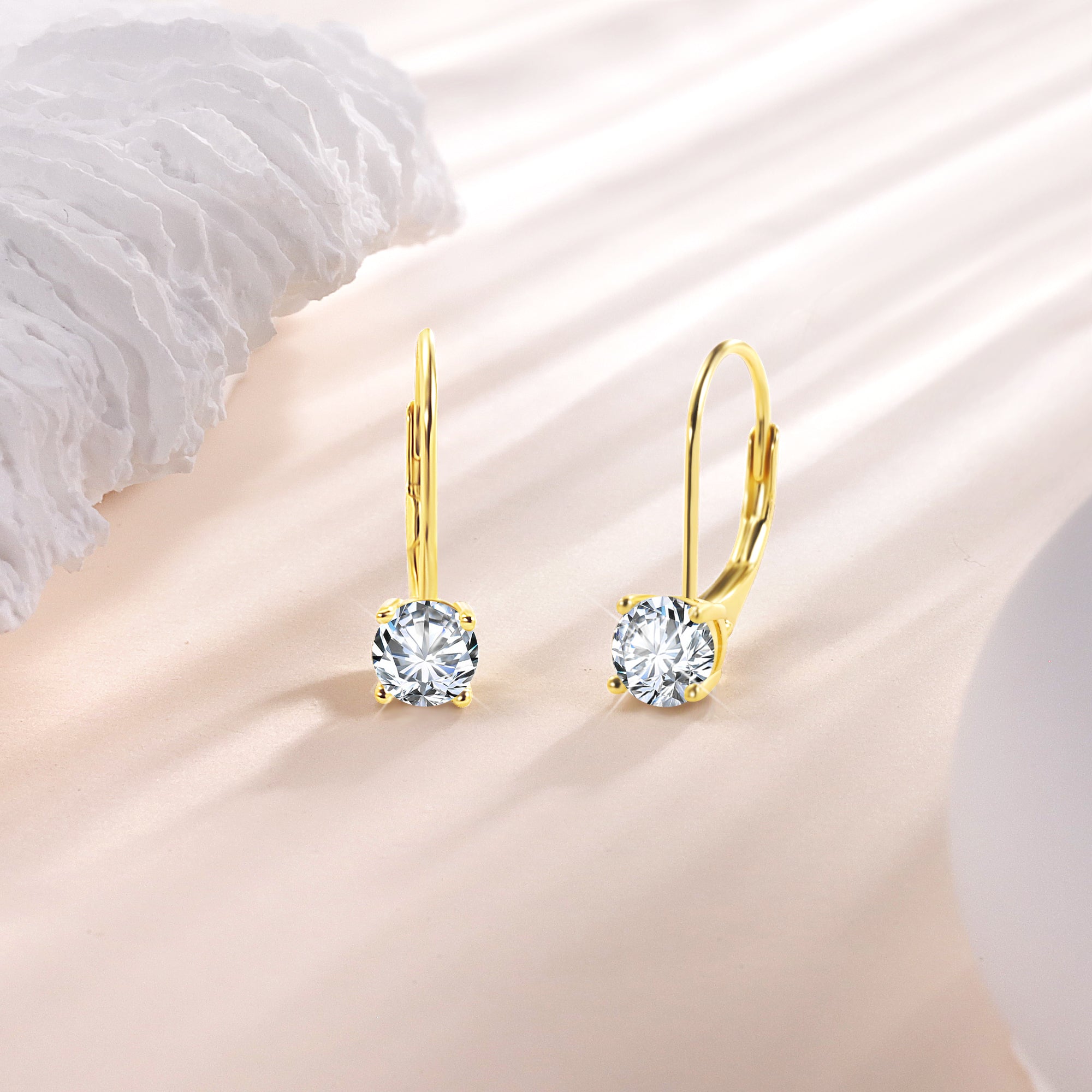 Solitaire Moissanite Leverback Drop Earrings