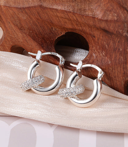 CZ Chunky Huggie Drop Earrings