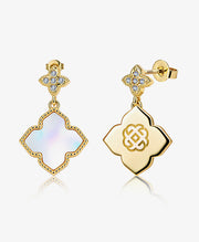 Four-Leaf Clover Charm Stud Earrings