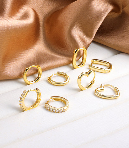 Small Gold Huggie Earrings Set