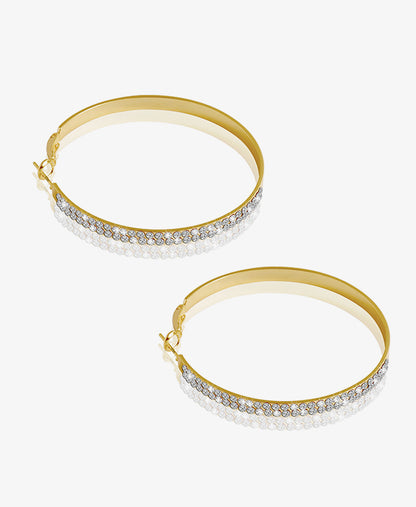 Large Diamond-inland Round Hoops