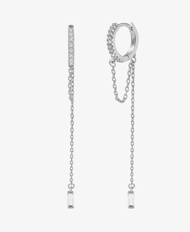 Long Pendant Drop Chain Hoop Earring