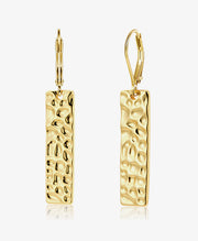Square Hammered Bar Drop Earrings