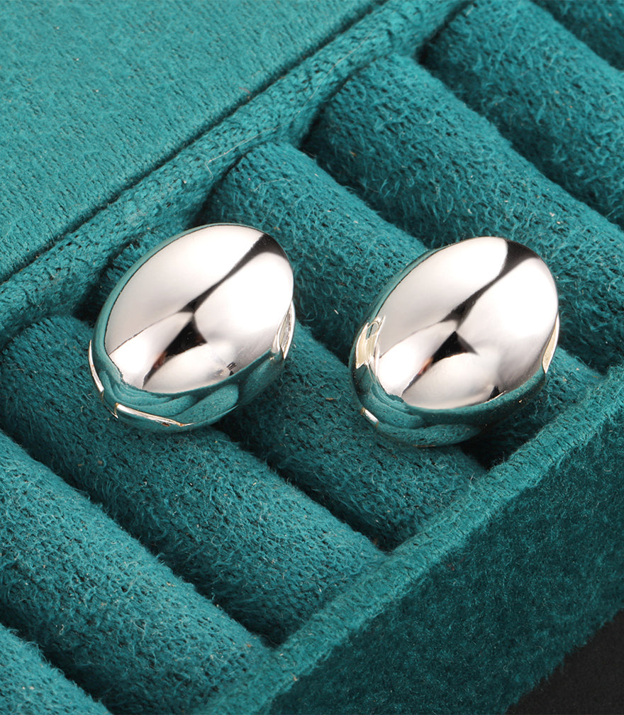 Sleek Oval Ear-button Earrings