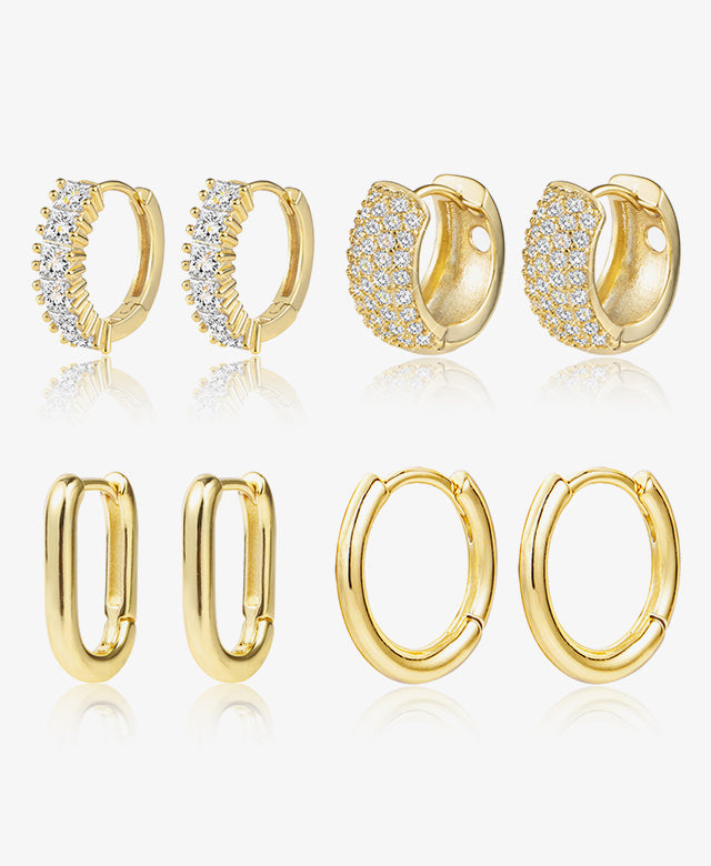 4 Pairs Classic Hoop Earring Set