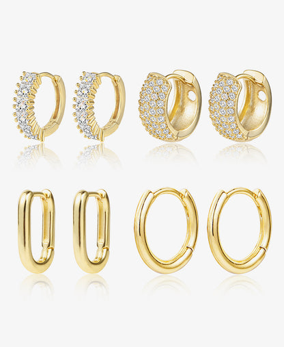 4 Pairs Classic Hoop Earring Set