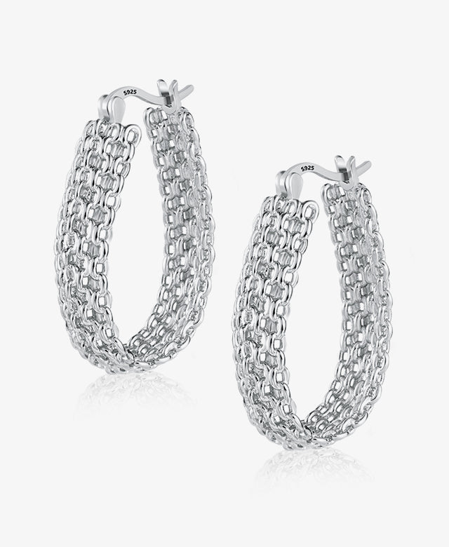 Chain Mesh Woven Hoop Earrings