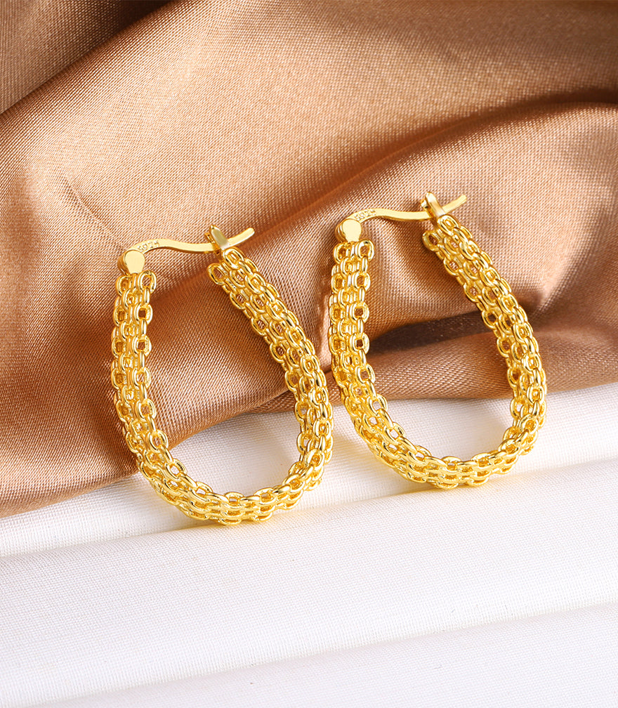 Chain Mesh Woven Hoop Earrings