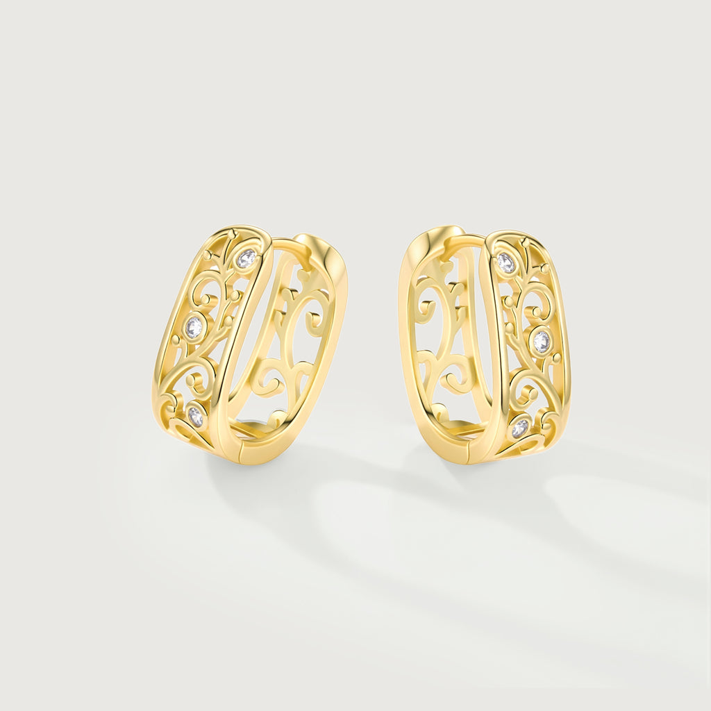 Linework U-Shaped Scroll Huggie Hoop Earrings