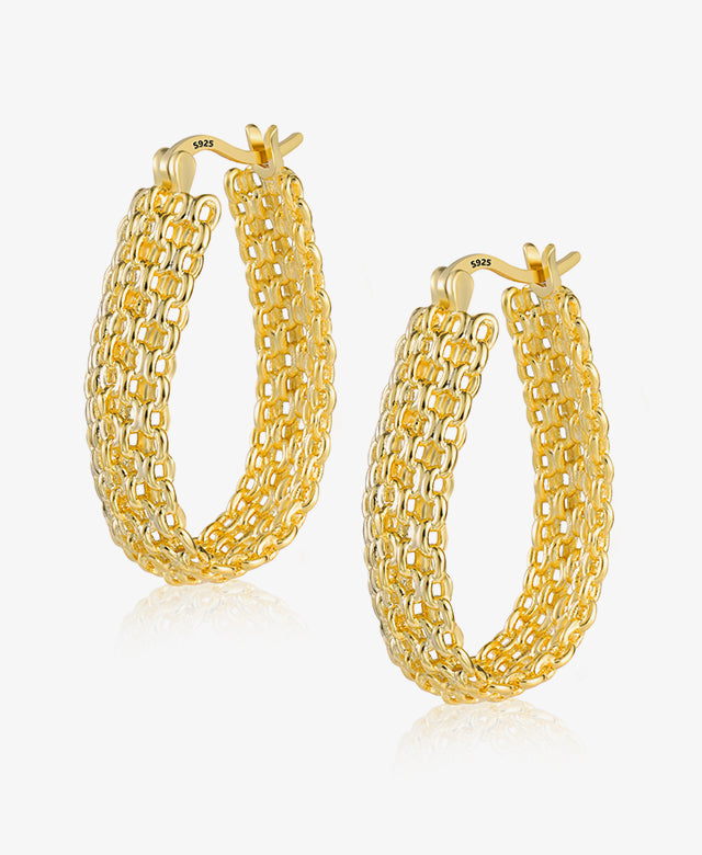 Chain Mesh Woven Hoop Earrings