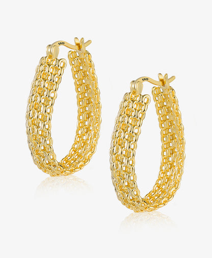 Chain Mesh Woven Hoop Earrings