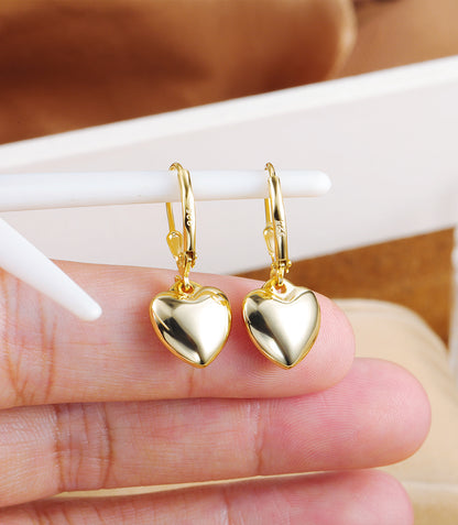 Love Heart Dangle Drop Earrings