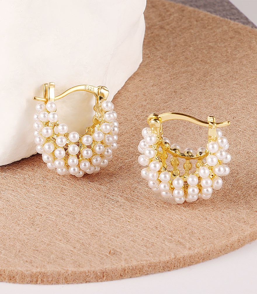 Skeleton Pearl Small Hoops